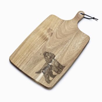Personalised English Cocker Spaniel Engraved Acacia Serving Board, 2 of 8