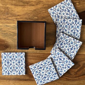 Set Of Six Coasters With Case, Indian Print, 3 of 12