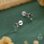 Sterling Silver Natural Kite Cut Moss Agate Internally Threaded Flat Back Earrings, thumbnail 5 of 11