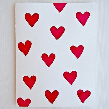 Handmade Valentines Many Heart Watercolour Card, 6 of 6