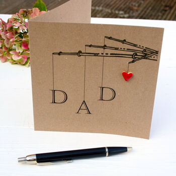 Handmade 'Dad' Fishing Card With Ceramic Heart Detail, 3 of 3