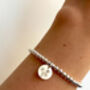 Sterling Silver Daffodil Beaded Bracelet With Engraved Tag, thumbnail 2 of 8