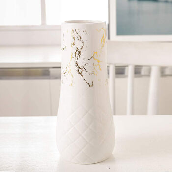 White Gold Ceramic Flower Vase, 2 of 5
