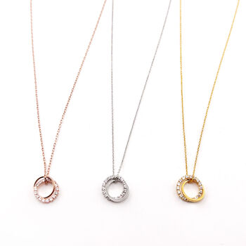 Entwined Circle Sparkly Studs And Necklace, 3 of 7