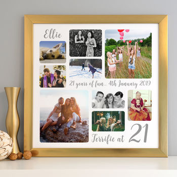 Personalised 21st Birthday Square Photo Collage, 10 of 12