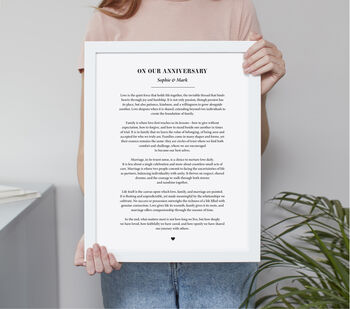 Personalised Black Text Vows Handmade Print, 7 of 7