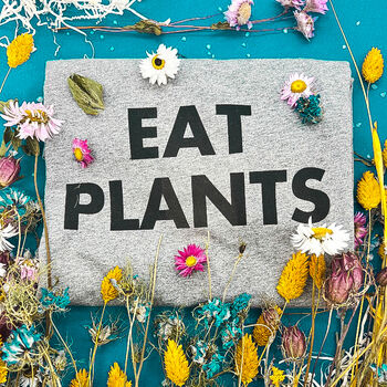 100% Organic Grey Unisex T Shirt 'Eat Plants', 2 of 3