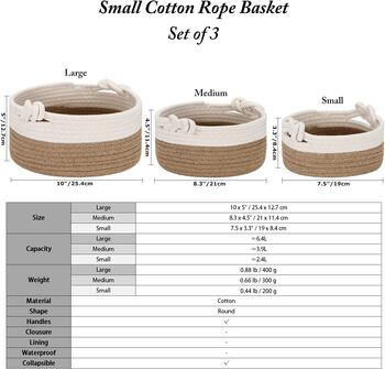 Three Pack Cotton Rope Woven Storage Baskets, 6 of 6