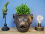 Bronzed Monkey Head Retro Planter Plant Pot, thumbnail 1 of 7