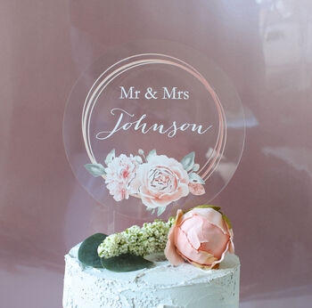 Personalised Wedding Cake Topper Clear Acrylic, 6 of 6