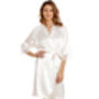 British Made Ivory Bridal Short Satin Dressing Gown With Lace Detail Ladies Size 8 To 28 UK, thumbnail 2 of 5