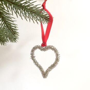 Silver Beaded Heart Decoration, 3 of 5