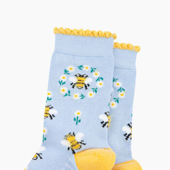 Bee Wreath Fluffy Bamboo Socks In Blue, 2 of 4