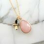 Blush Pink Gemstone And Bee Necklace, thumbnail 3 of 3