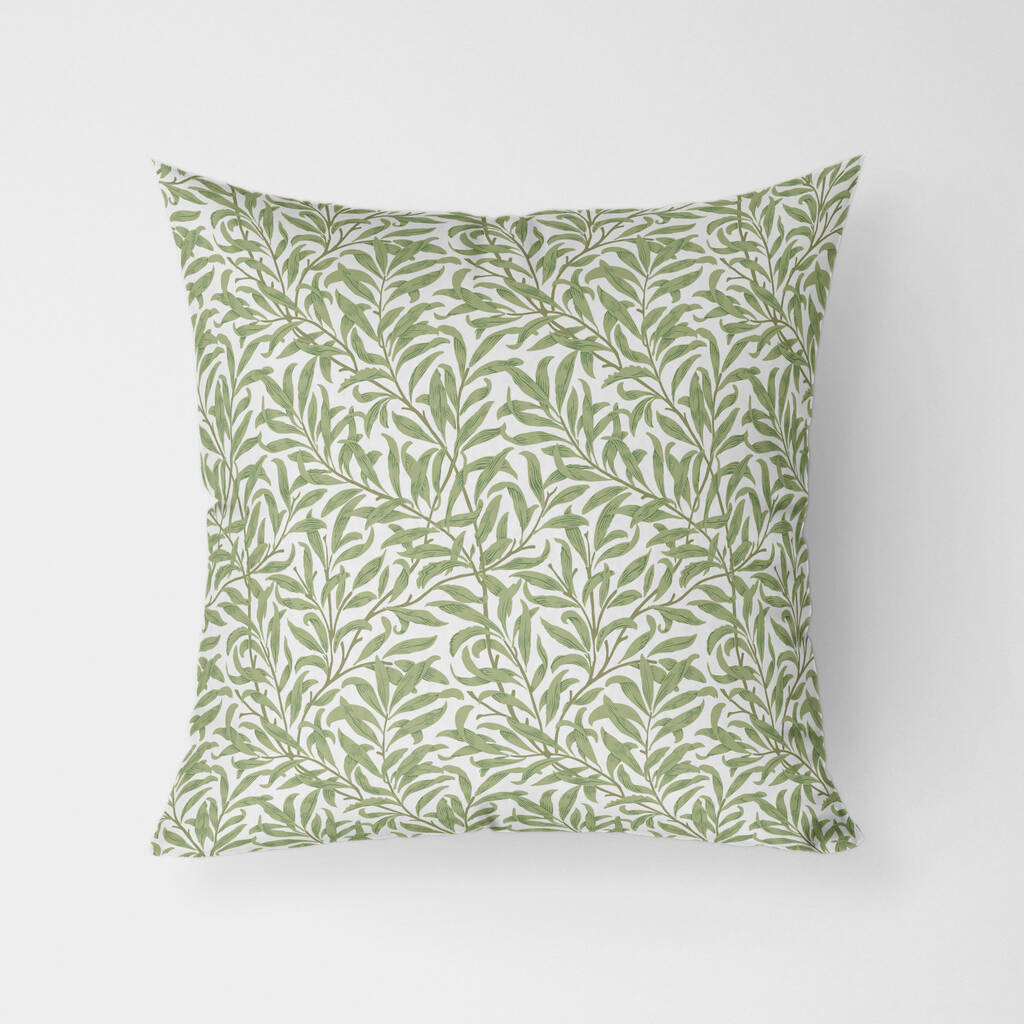 William Morris Willow Bough Sage Outdoor Cushion By MBT Studio