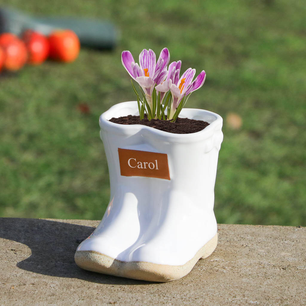 Personalised Little Gardeners Welly Boot Planters By Dibor
