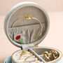 Embroidered Flowers Mini Round Velvet Jewellery Case, thumbnail 2 of 7