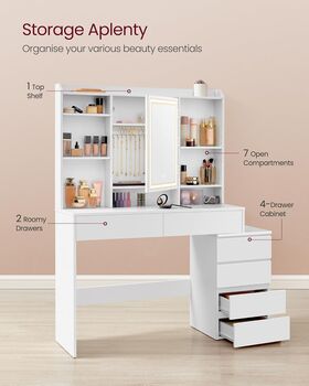 LED Dressing Table Vanity Desk With Mirror, 5 of 6