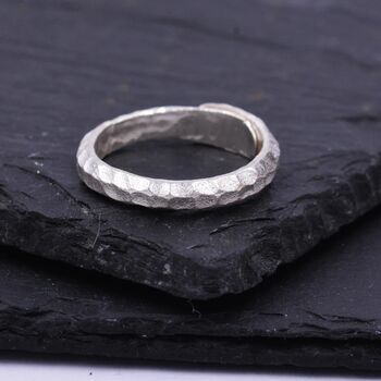 Sterling Silver Adjustable Hammered Ring, 5 of 10