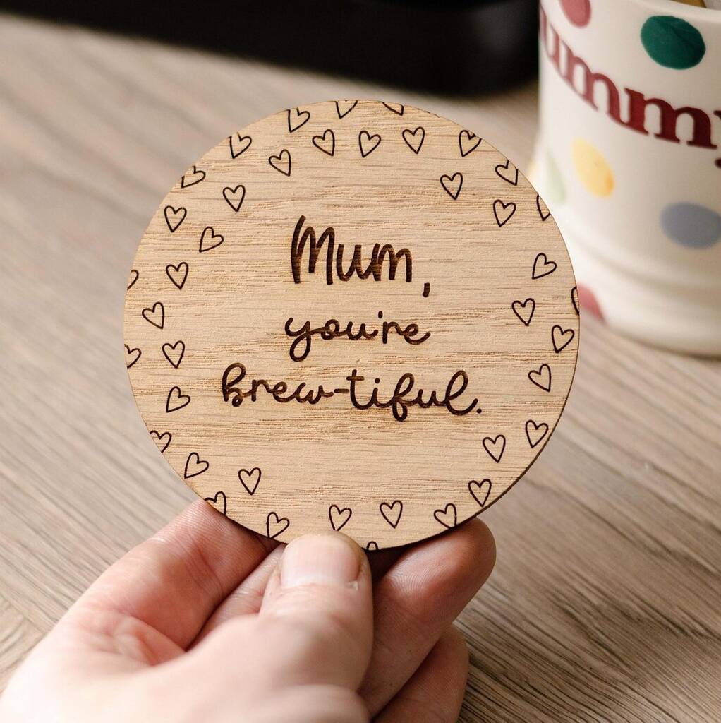 Personalised Mum Wooden Coaster – Engraved Gift For Mummy, Ideal Birthday Or Mothers Day Present, 1 of 3