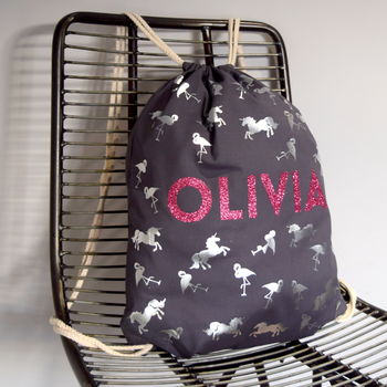 Personalised Unicorn And Flamingo Backpack, 2 of 3