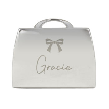 Personalised Bow Handbag Shaped Compact Mirror, 4 of 4