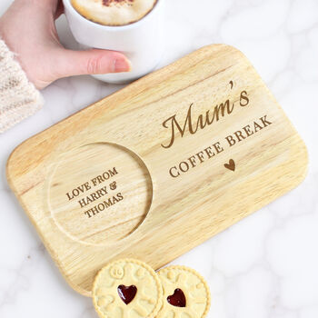 Personalised Heart Design Wooden Coaster Tray, 2 of 6