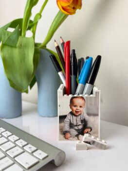 Personalised Mummy And Me Lego® Brick Pencil Pot Desk Tidy, 3 of 3