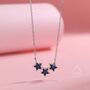 Sapphire Blue Cz Triple Star Pendant Necklace, thumbnail 6 of 11