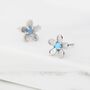 Sterling Silver Opal Forget Me Not Flower Stud Earrings, thumbnail 1 of 12