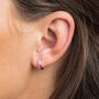 Neon Pink Candy Stripe Huggie Earrings, thumbnail 2 of 6