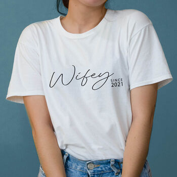 Wifey Organic Cotton Personalised T Shirt, 4 of 5