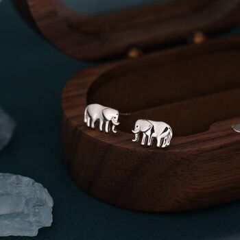 Cute Elephant Stud Earrings In Sterling Silver, 6 of 11