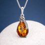 Personalised Sterling Silver Amber Penguin Pendant Necklace, thumbnail 1 of 8
