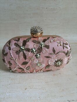 Pink Embroidered Handcrafted Clutch Bag, 6 of 12