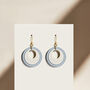 Cream And Blue Circular Earrings, thumbnail 1 of 6
