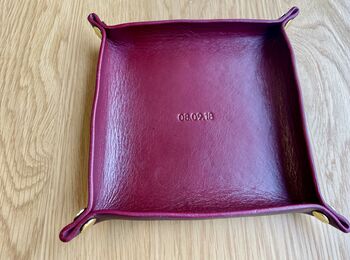 Personalised Burgundy Leather Desk Accessories Tray, 9 of 12