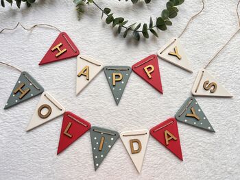 Handcrafted Wooden Christmas Tree Bunting Garland For Festive Home Decor, 3 of 8