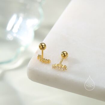 Sterling Silver Tiny Shooting Star Cz Screw Back, 4 of 12