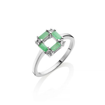 Sterling Silver Art Deco Emerald Square Ring, 3 of 7