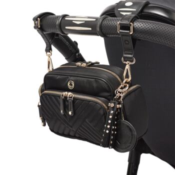 Greta Black Nylon Leather Cross Body Bag, 4 of 4