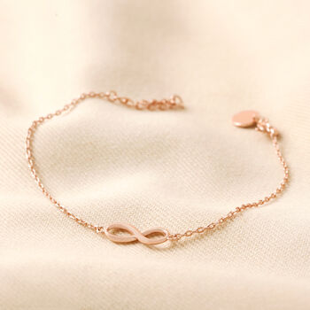 Infinity Charm Bracelet In Silver Gold And Rose Gold, 6 of 10