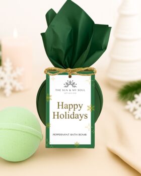 Happy Holidays Peppermint Christmas Bath Bomb Gift, 3 of 4