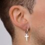 Gold Plated Cross Dangle Earring For Men, thumbnail 5 of 9