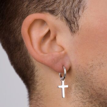 Gold Plated Cross Dangle Earring For Men, 5 of 9