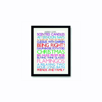 Personalised 'Favourite Things' Framed Print: Colours, 2 of 6