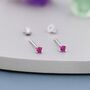 Sterling Silver Extra Tiny 2mm Ruby Pink Cz Stud Earrings, thumbnail 7 of 12