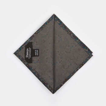 Mens Tonal Green/Blue Floral Cotton Pocket Square, 9 of 9