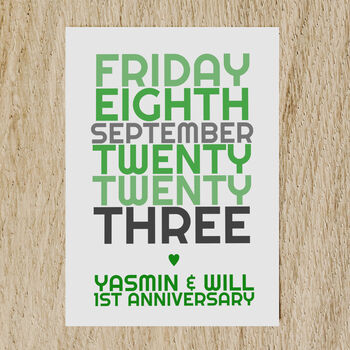 Personalised Anniversary Date Card With Names, 6 of 12