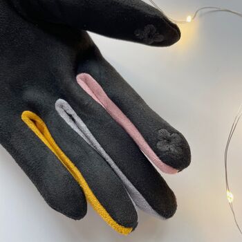 Soft Black Fabric Colourful Gloves With Touchscreen Finger, 6 of 11